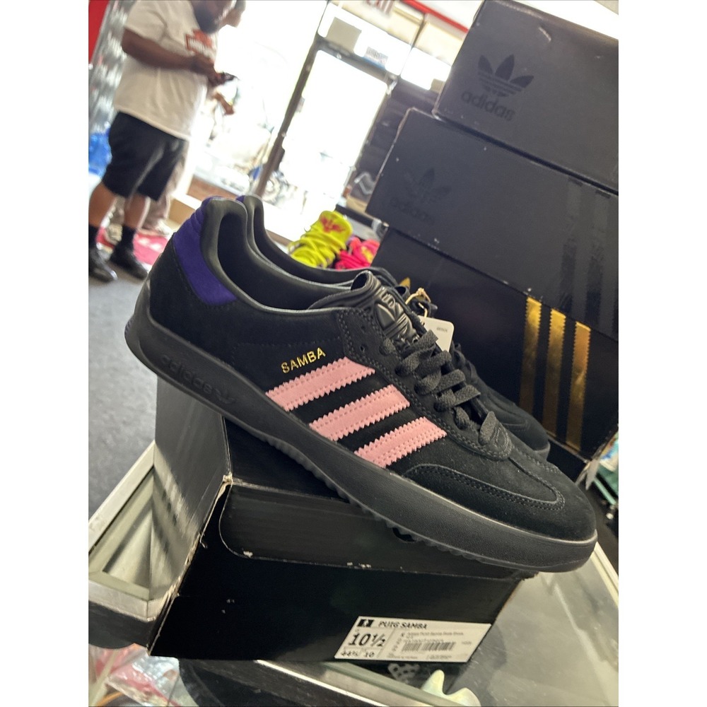 Mens Adidas PUIG SAMBA KK3738 Core Black Light Pink Purple Shoes 10.5